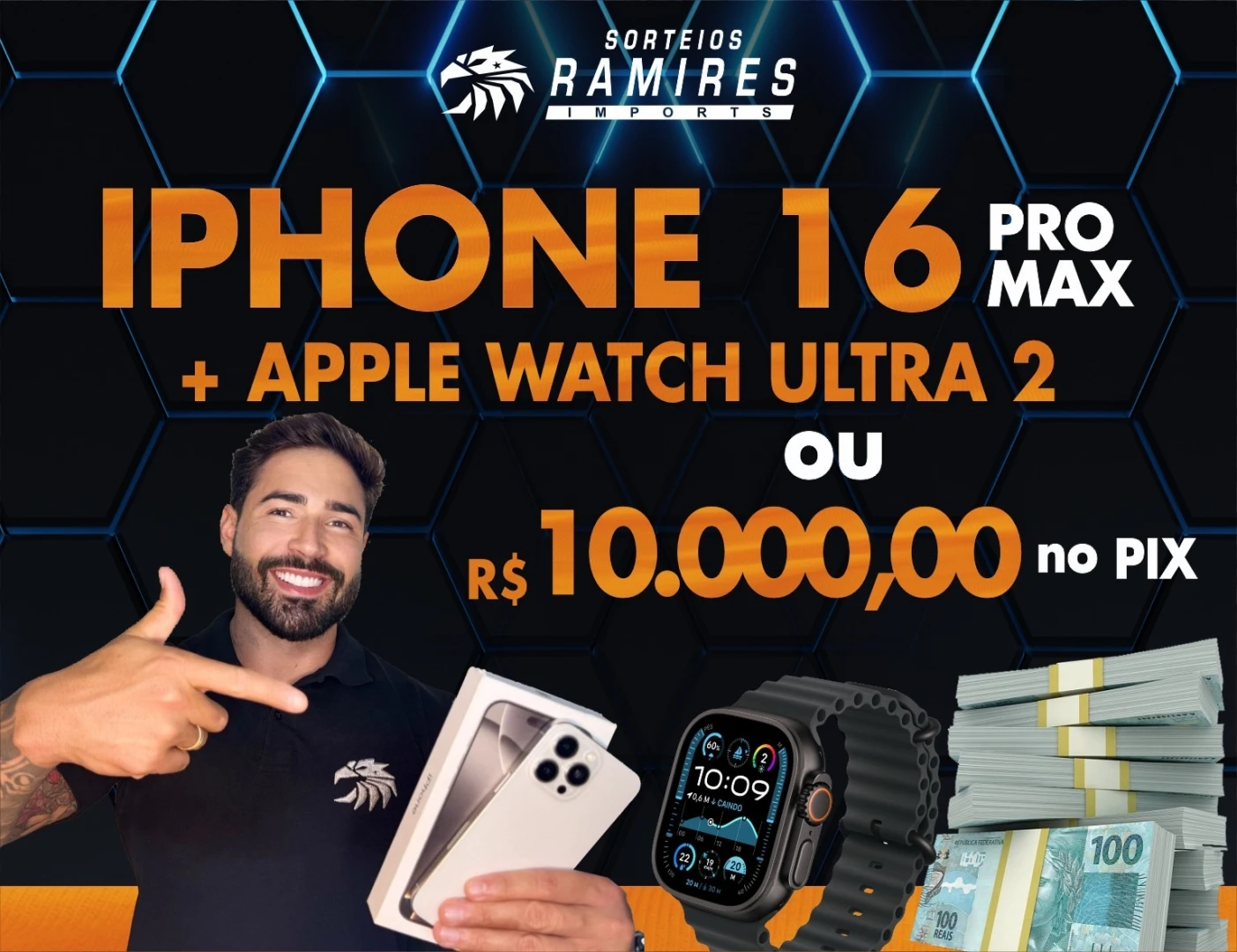 16 Pro Max + Aplle Watch ultra 2 black  ou 10k no pix